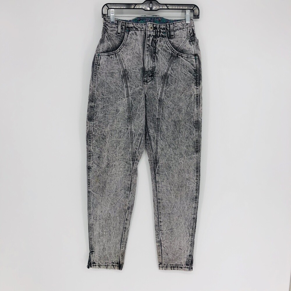 Lee Vintage Acid Wash Front Seam High Waist Denim Jeans Tapered Leg Mom Jeans SM